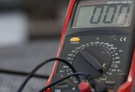 Multimeter - Professional multimeter with wires that combining functions of voltmeter ammeter ohmmeter placed on floor