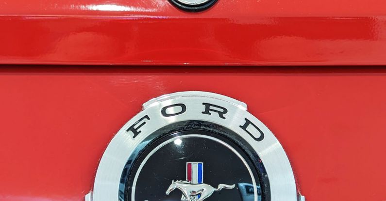 Compatibility Logo - The emblem on a red mustang car